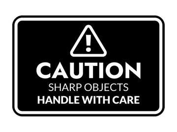 Signs ByLITA Classic Framed Caution: Sharp Objects - Handle with Care Door or Wall Sign Easy Installation | Health And Safety | Building And Warning Signs
